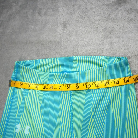 Under Armour Leggings Big Girls Youth LG Neon Yellow Blue HeatGear UPF 30 Yoga - Picture 5 of 10